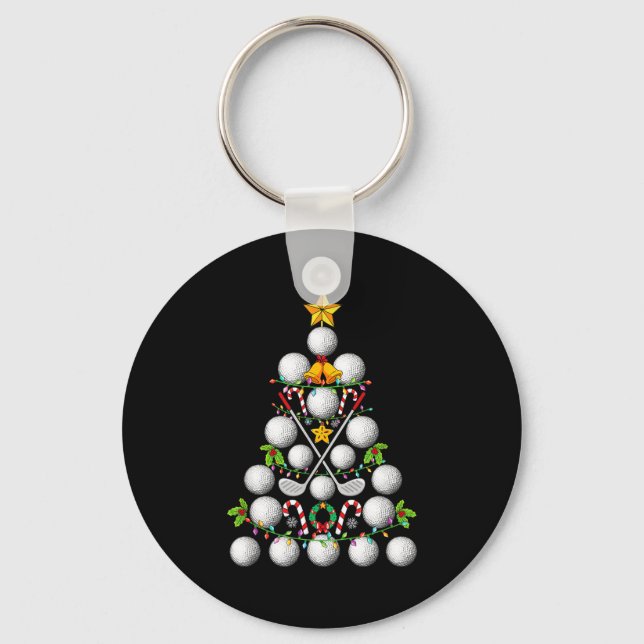 Funny Golf Ball Christmas Tree Christmas Golf Love Key Ring (Front)