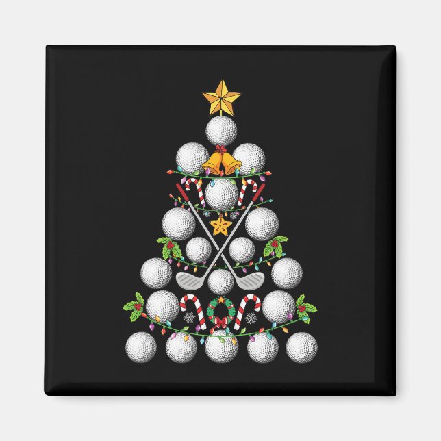 Funny Golf Ball Christmas Tree Christmas Golf Love Magnet (Front)