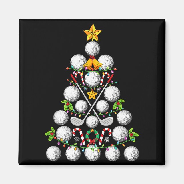 Funny Golf Ball Christmas Tree Christmas Golf Love Magnet (Front)