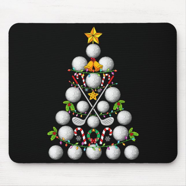 Funny Golf Ball Christmas Tree Christmas Golf Love Mouse Mat (Front)