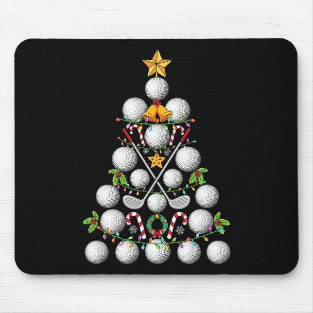 Funny Golf Ball Christmas Tree Christmas Golf Love Mouse Mat (Front)