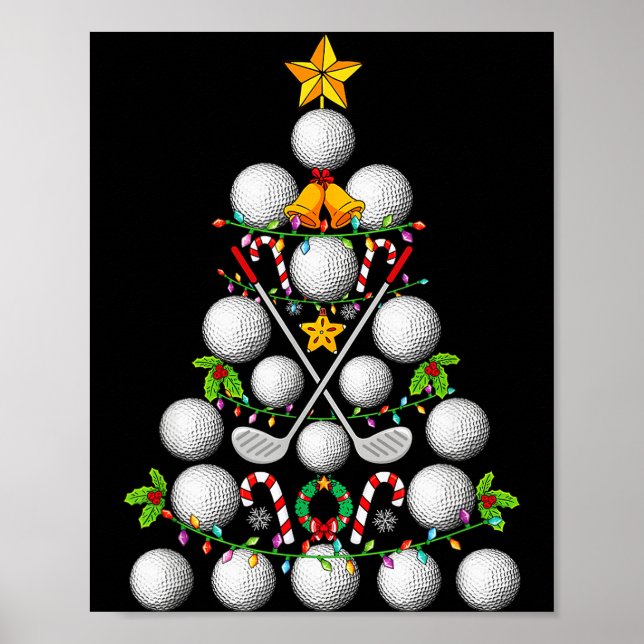 Funny Golf Ball Christmas Tree Christmas Golf Love Poster (Front)