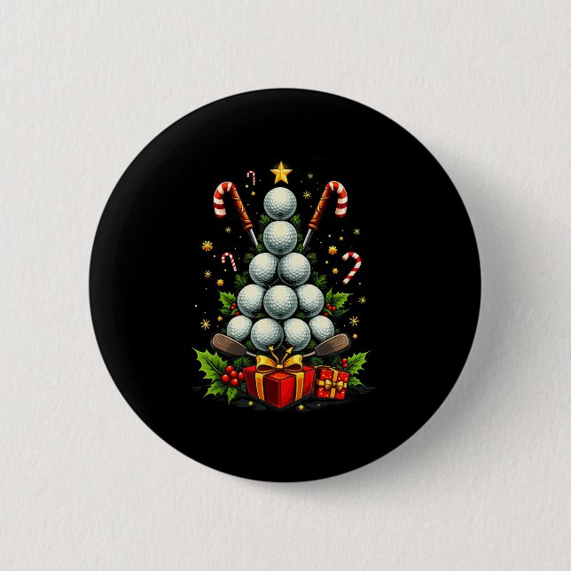 Funny Golf Ball Christmas Tree Santa Hat Xmas Tee  6 Cm Round Badge (Front)