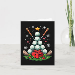 Funny Golf Ball Christmas Tree Santa Hat Xmas Tee  Card
