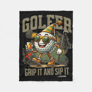 Funny Golf Ball Drinking Fleece Blanket