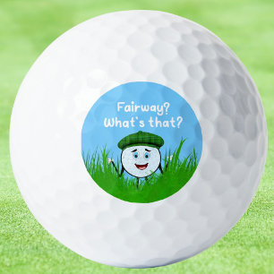 Funny Golf Ball in Rough Looking For Fairway