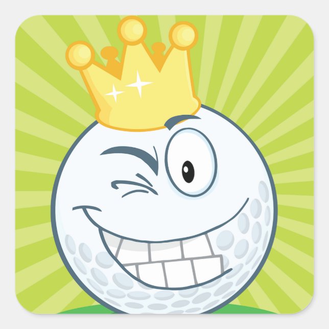 Funny Golf Ball King Of Golfing Square Sticker (Front)