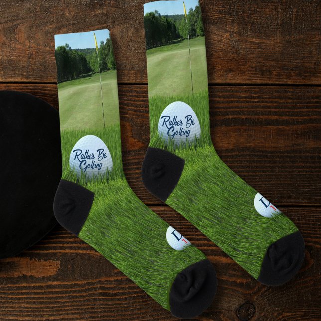 Funny Golf Ball Rather Be Golfing Socks (I would so rather be golfing. Wouldn't you? Just add your initial and golf ball number)