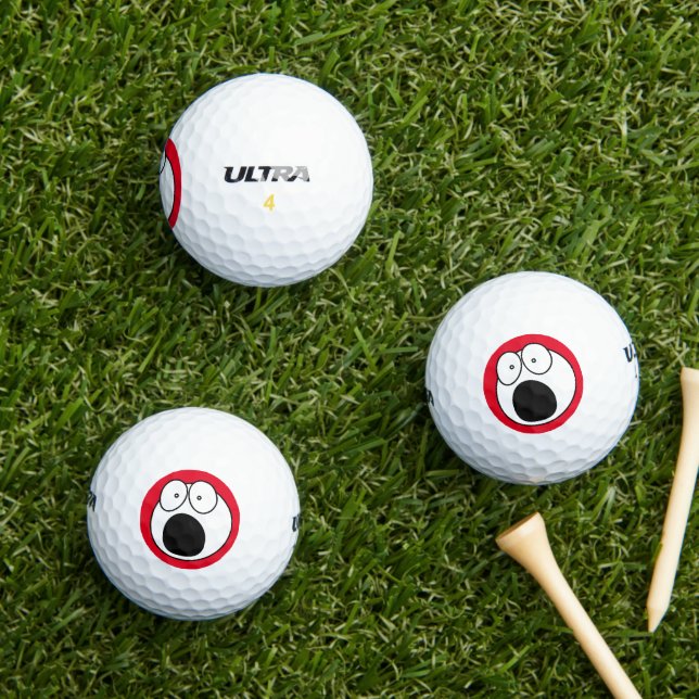 Funny golf ball: Terrified Humourous Face Golf Balls (Insitu Grass)