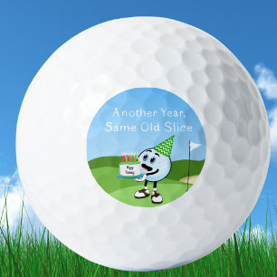 Funny Golf Ball With Birthday Cake Golf Humour