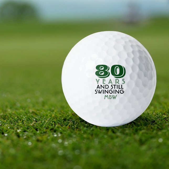 Funny Golf Balls 80th Birthday Party Monogrammed (Creator Uploaded)