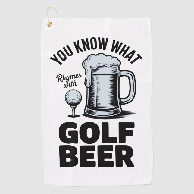 Funny Golf Beer Golfer Gift Beer Humor Golfing Golf Towel (Front)