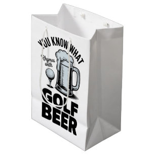 Funny Golf Beer Golfer Gift Beer Humour Golfing Medium Gift Bag