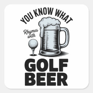 Funny Golf Beer Golfer Gift Beer Humour Golfing Square Sticker