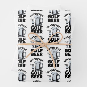 Funny Golf Beer Golfer Gift Beer Humour Golfing Wrapping Paper Sheet
