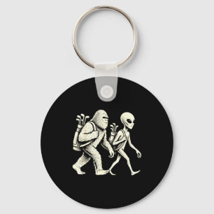 Funny Golf Bigfoot Sasquatch Alien Ufo Golfer  Key Ring