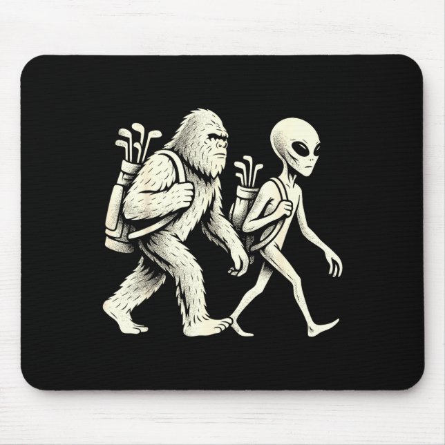 Funny Golf Bigfoot Sasquatch Alien Ufo Golfer  Mouse Mat (Front)
