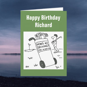 Funny Golf Card with Cartoon of a Golfer