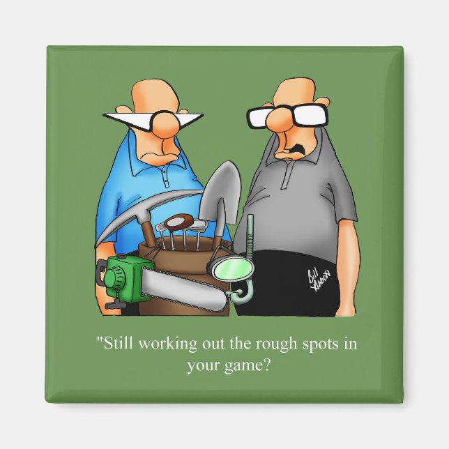 Funny Golf Cartoon Square Magnet (Front)