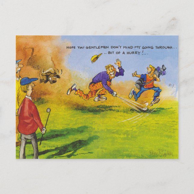 Funny golf chase postcard (Front)