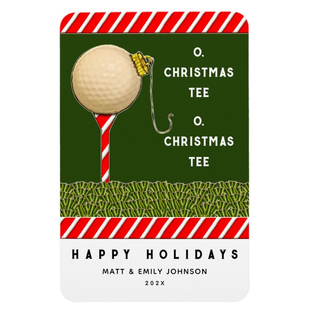 Funny Golf Christmas Card Magnet (Vertical)