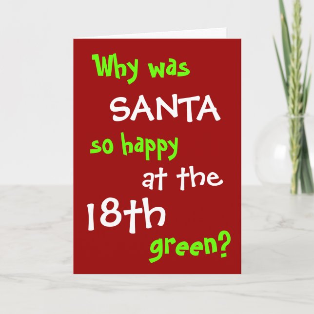 Funny Golf Christmas Card - Santa Hole in One Joke (Front)