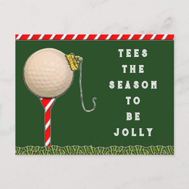 Funny Golf Christmas Holiday Postcard (Front)