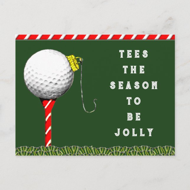 Funny Golf Christmas Holiday Postcard (Front)