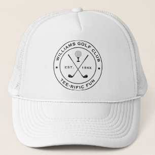 Funny Golf Club Golfer Pun Custom Text Black White Trucker Hat