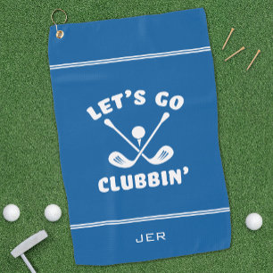 Funny Golf Club Humour Modern Golfer Sports Blue Golf Towel