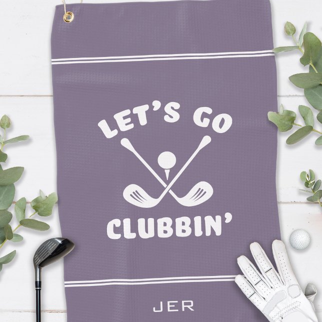Funny Golf Club Humour Modern Golfer Sports Purple Golf Towel (Funny Golf Club Humor Modern Golfer Cute Classic Crossed Clubs Sports Purple Golf Towel)