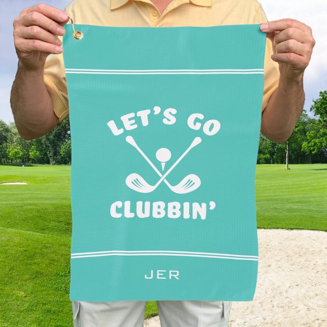 Funny Golf Club Humour Modern Golfer Sports Teal Towel (Funny Golf Club Modern Golfer Sports Pro Teal Green Cute Crossed Clubs Golf Towel )