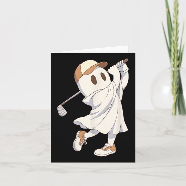 Funny Golf Costume Halloween Ghost Playing Graphic Card (Front)