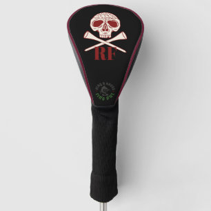 Funny Golf Dad Monogram Black Skull Crossed Tees Head Cover