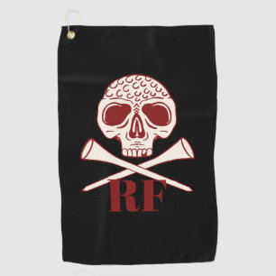 Funny Golf Dad Monogram Retro Skull Crossed Tees Towel