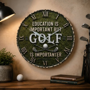 Funny Golf Decor Golfer Gift Rustic Large Clock