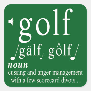 Funny Golf Definition Anger Management Humour Pun  Square Sticker