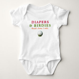 Funny Golf Diapers and Birdies Baby Bodysuit