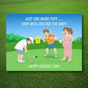 Funny Golf Doctor Delivering Baby After Putt Humor Postcard