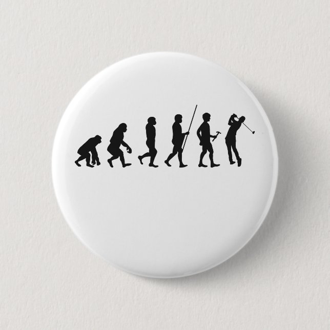 Funny Golf Evolution of Man History of Golfing  6 Cm Round Badge (Front)