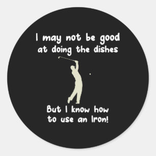Funny Golf Gag Fun Vintage Golfing Iron Pun Joke G Classic Round Sticker