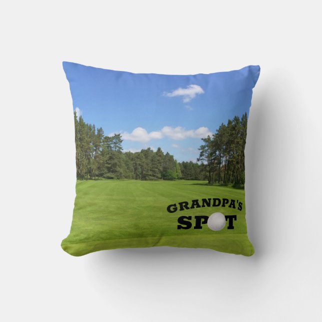 Funny Golf Gift Grandpa's Spot Throw Pillow (Front)