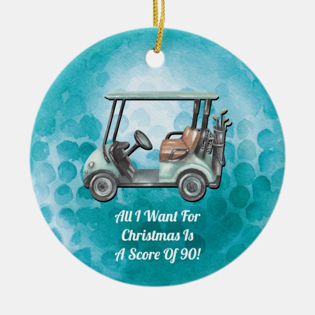 Funny Golf Golfer Ceramic Tree Decoration (Front)