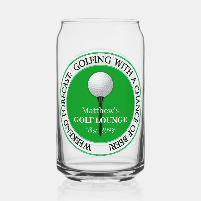 Funny Golf Golfing Golfer Ball Tee Beer Can Glass  (Front)