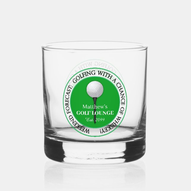 Funny Golf Golfing Golfer Ball Tee Rocks Drink Whiskey Glass (Front)