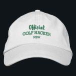 Funny Golf Hacker Custom Monogram Embroidered Embroidered Hat<br><div class="desc">Golf in style with this funny embroidered hat featuring the words "Official Golf Hacker" and your monogram or custom text below. Easily change the text and hat colour. Whether you're giving this to a hacker or will be wearing this yourself, you'll be sure to get a lot of laughs on...</div>