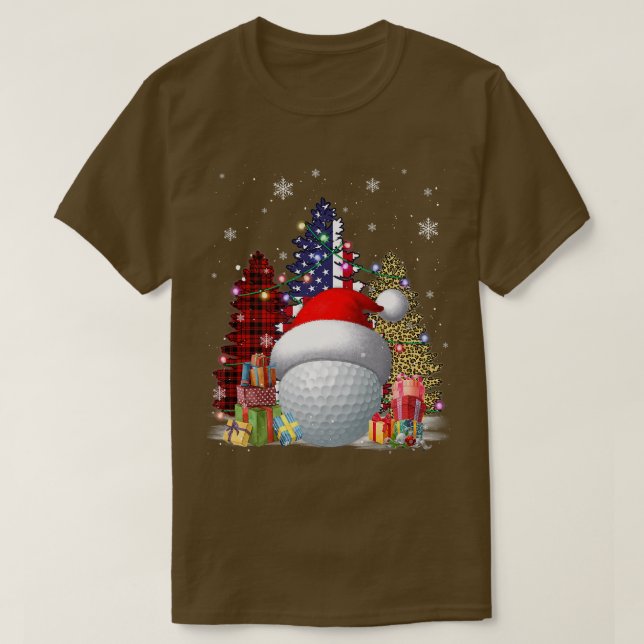 Funny Golf Hat Santa Flag Us Buffalo Plaid Leopard T-Shirt (Design Front)