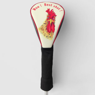 Funny Golf Head Cover Surprised Rooster Your Text