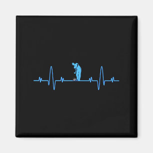 Funny Golf Heartbea - Golfers Men Women Cool Magnet