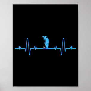 Funny Golf Heartbea - Golfers Men Women Cool Poster